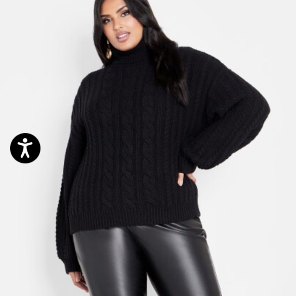 NWOT City Chic Black Contemporary Turtleneck Sweater for Curvy Women